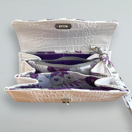 Necessary Clutch Wallet - Purple floral/white croc