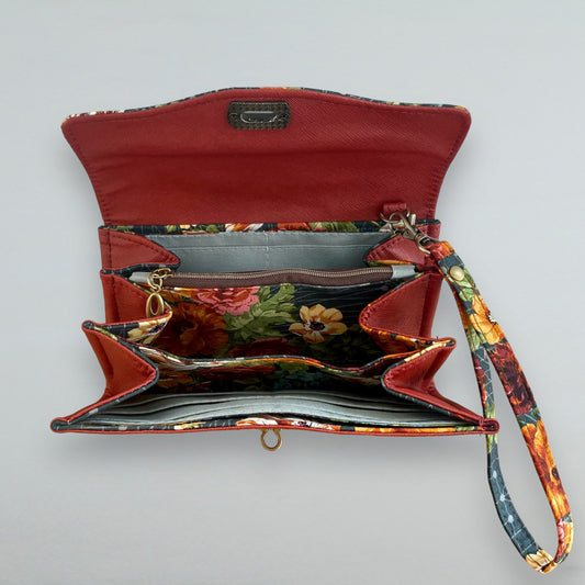 Necessary Clutch Wallet - Floral / Rust Vinyl