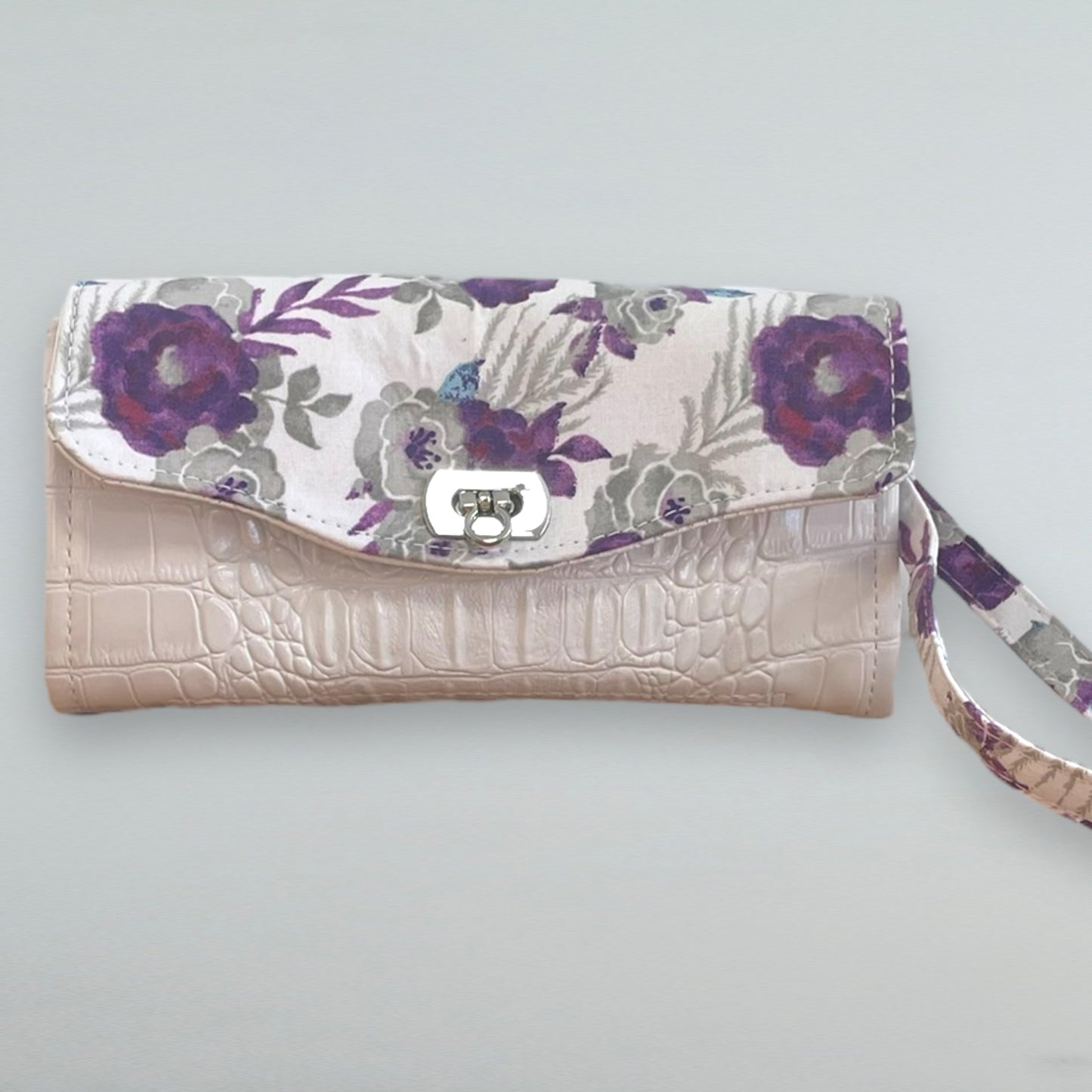 Necessary Clutch Wallet - Purple floral/white croc