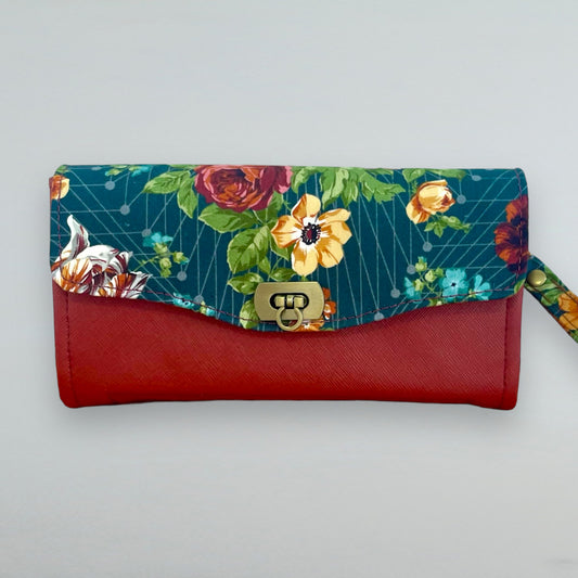 Necessary Clutch Wallet - Floral / Rust Vinyl