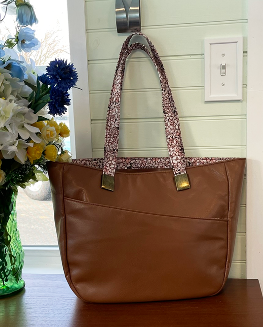 Pocket Tote - Brown Floral